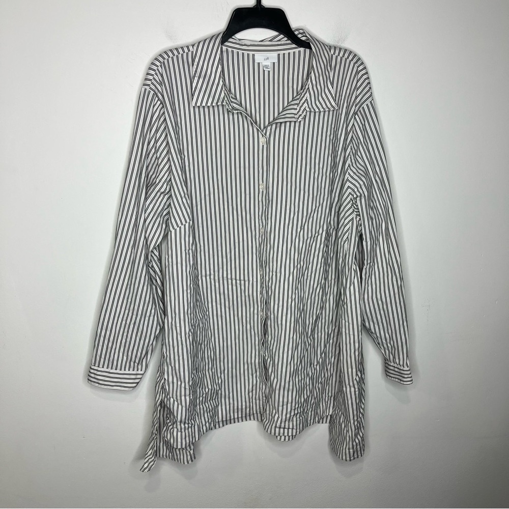 J. Jill striped‎ long sleeve button down tunic plus size style women’s size 4X